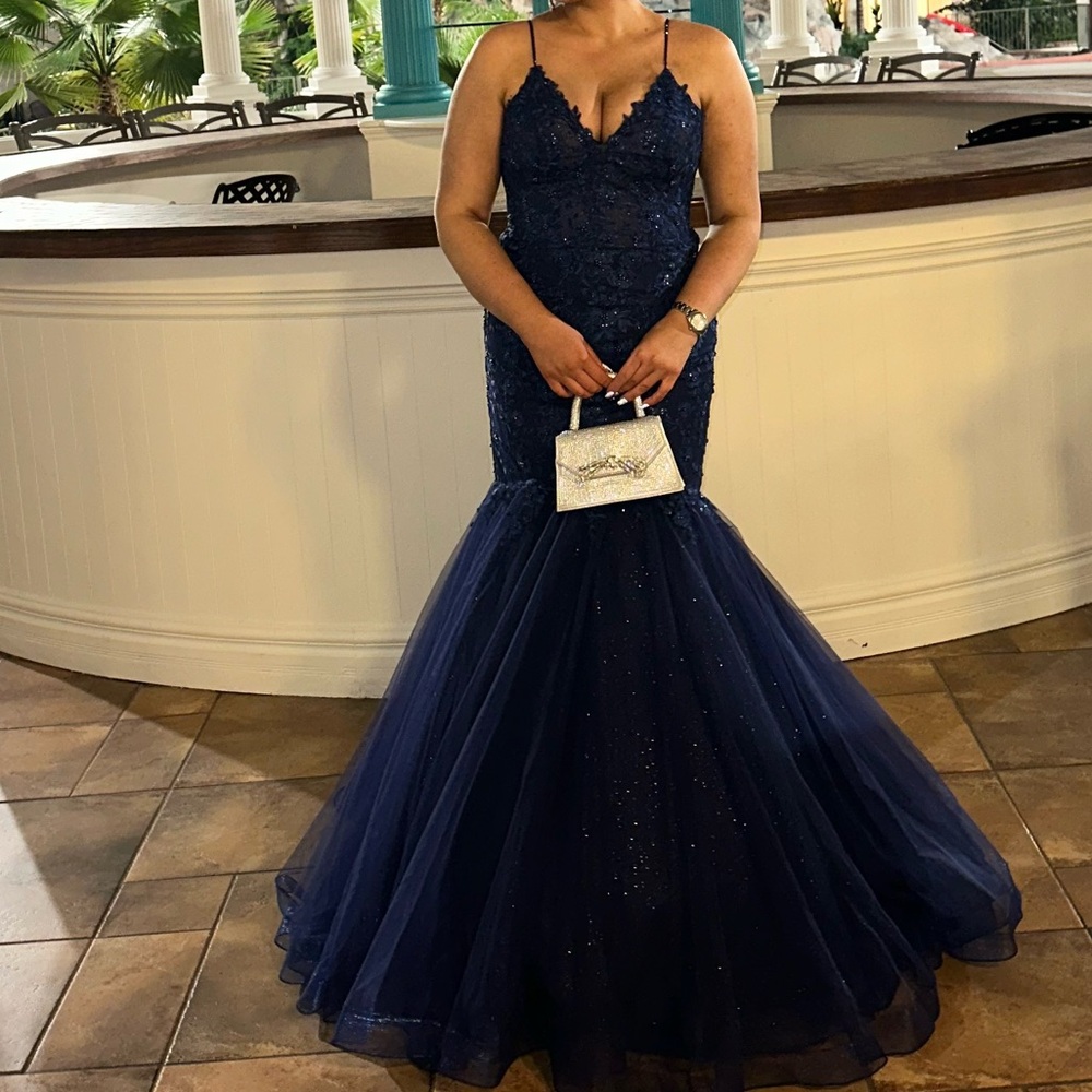 Elegant Jovani Navy Blue Gown